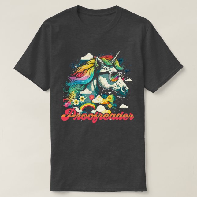 Camiseta Rainbow Unicorn Proofreader (Frente do Design)