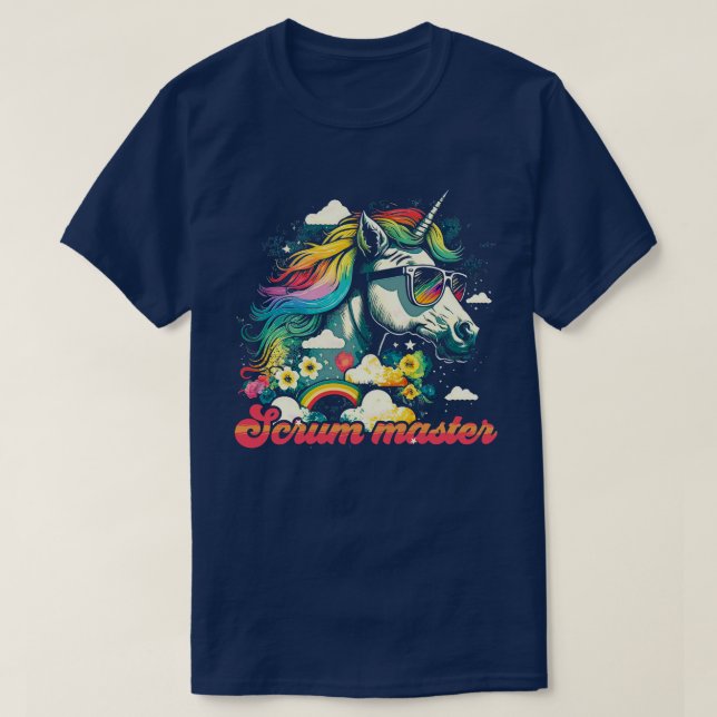 Camiseta Rainbow Unicorn Scrum master (Frente do Design)