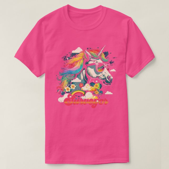 Camiseta Rainbow Unicorn Surveyor (Frente do Design)