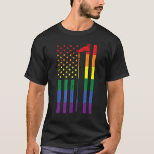 Camiseta Rainbow Us American Flag Golf Orgulho gay Lgbtq Sp