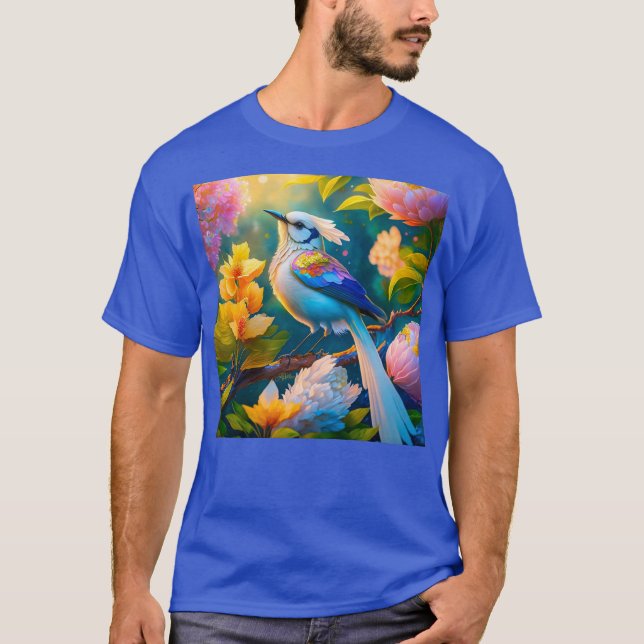 Camiseta Rainbow Winged Jay Fantasy Bird (Frente)