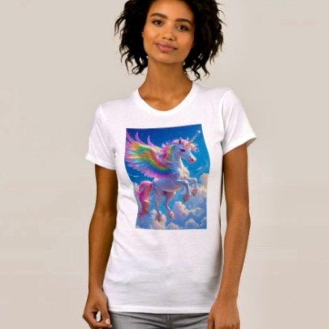 Camiseta Rainbow Winged Prancing Unicorn (Criador carregado)
