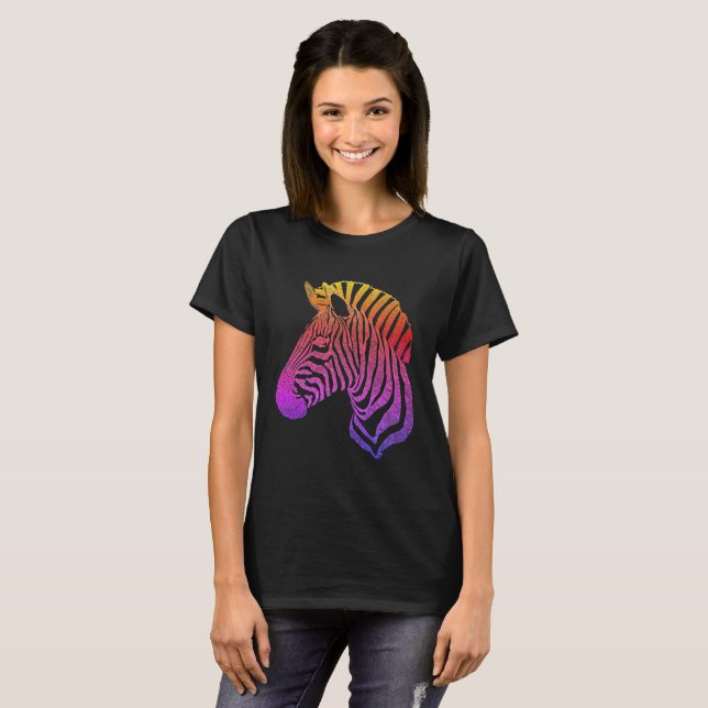 Camiseta Rainbow Zebra Head (Frente Completa)