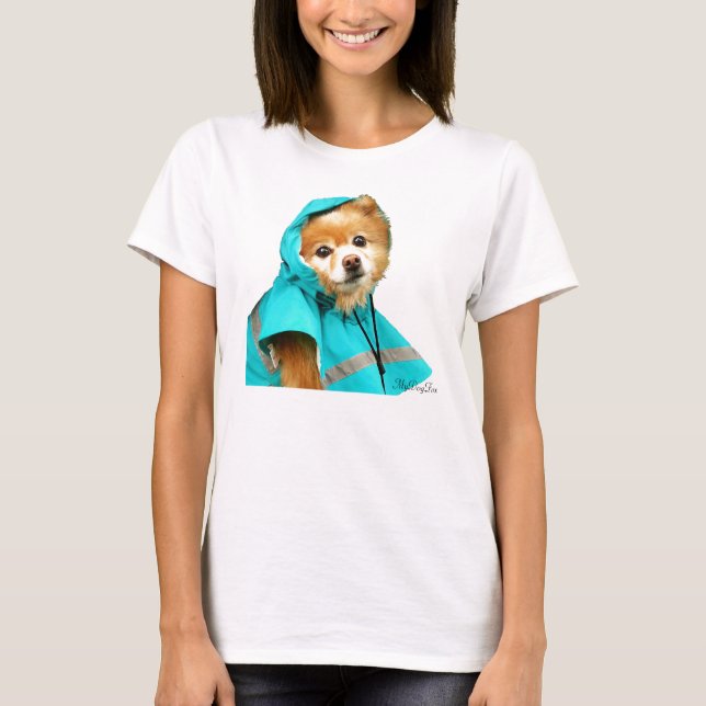 Camiseta Raincoat #1 de Pomeranian (Frente)
