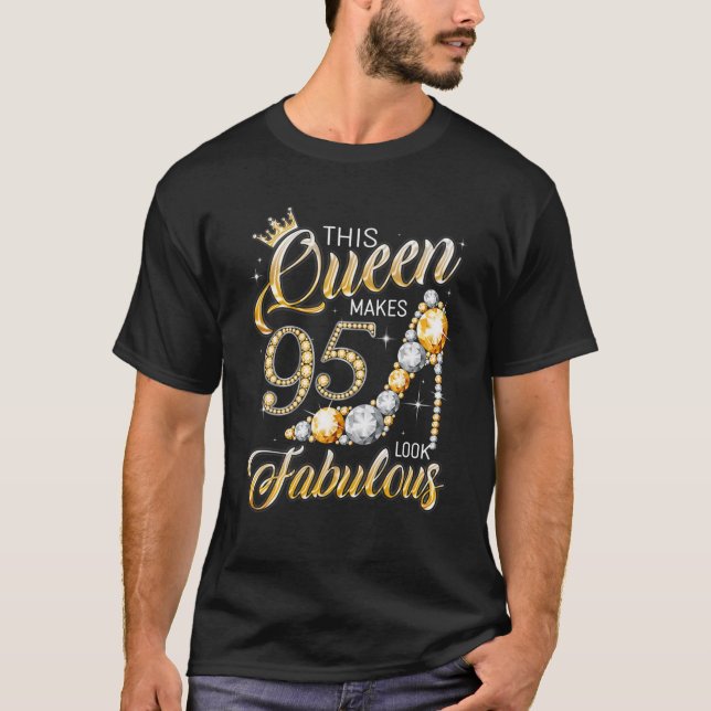 Camiseta Rainha 95 Fabulosa 95A Garota De Aniversário Ofere (Frente)