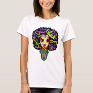 Camiseta Rainha Africana Forte para as Mulheres - Histo Neg