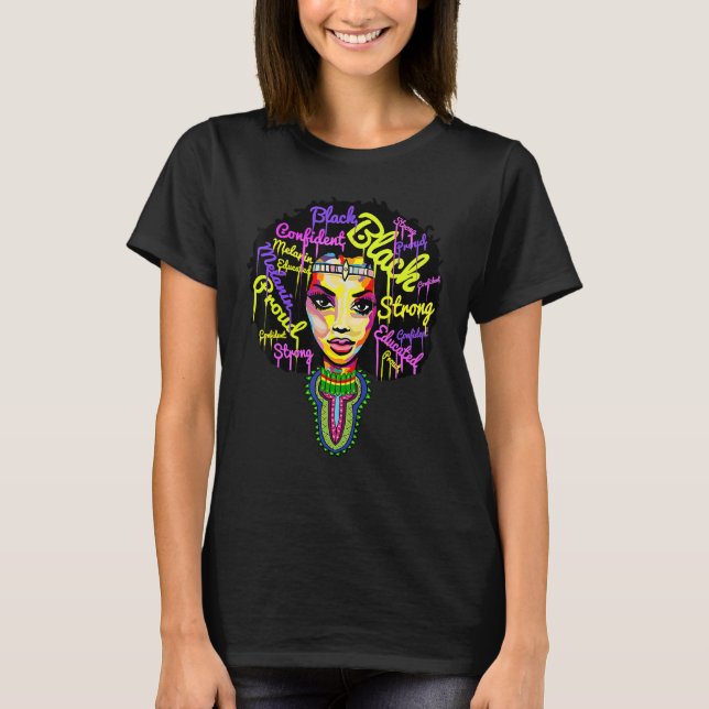 Camiseta Rainha Africana Forte para Mulheres Orgulhosa Hist (Frente)