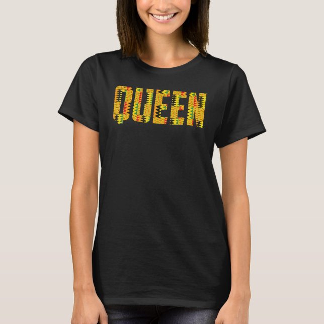 Camiseta Rainha Africana para Mulheres Legal Kente Cloth (Frente)