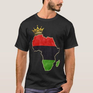 Camiseta Rainha Afro-Americana Pan Afro Mapa Bandeira Preto