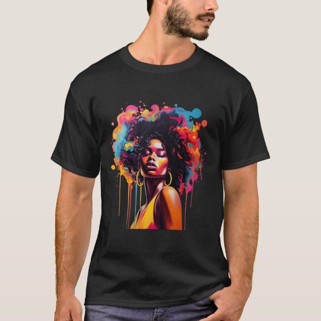 Camiseta Rainha Afro Melanin Derrubando o 10º Aniversário (Frente)