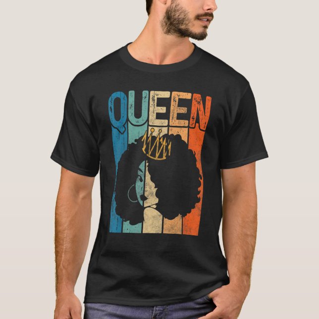 Camiseta Rainha Afro Melanin Negra Mulher Negra História Ne (Frente)