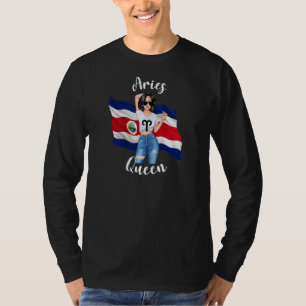 Camiseta Rainha Áries Feminina Da Costa Rica Bandeira Costa