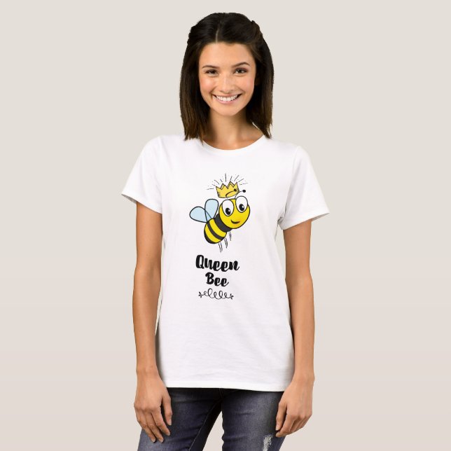 Camiseta Rainha Bee Cute Bumble Bee com Coroa (Frente Completa)