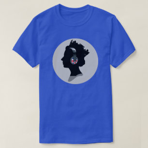 CAMISETA RAINHA BRITÂNICA COM DESIGN FONES DE OUVIDO