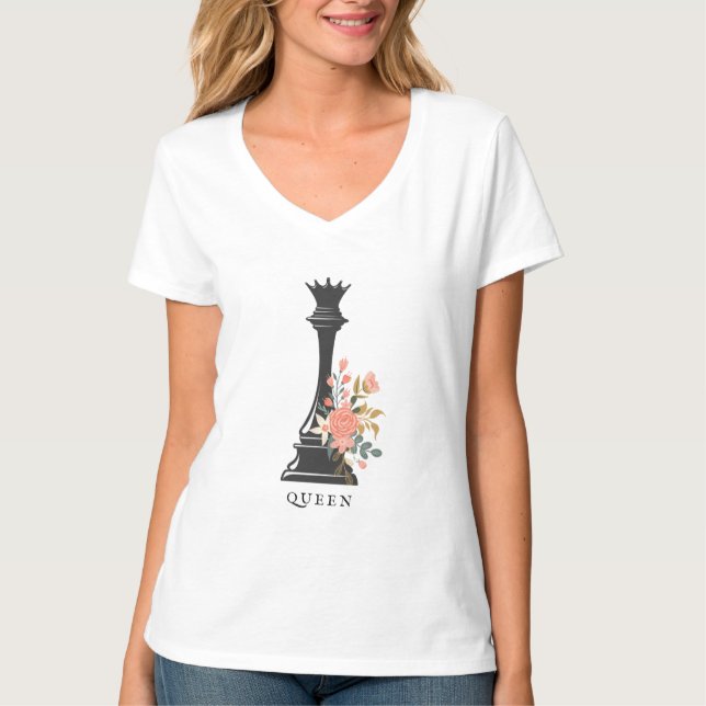 Camiseta Rainha | Chess Lover | Xadrez Floral (Frente)