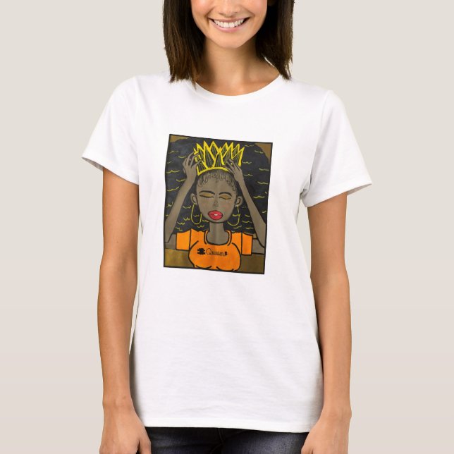 Camiseta Rainha com Coroa afro #rainha (Frente)