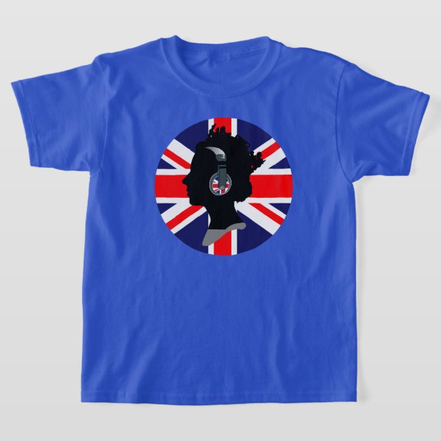 CAMISETA RAINHA COM FONES DE OUVIDO E DESIGN DE PAVILHÃO DO (Postura )
