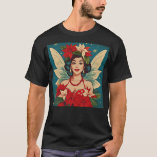 Camiseta Rainha da Beleza Pin-Up de Natal Tropical dos Anos