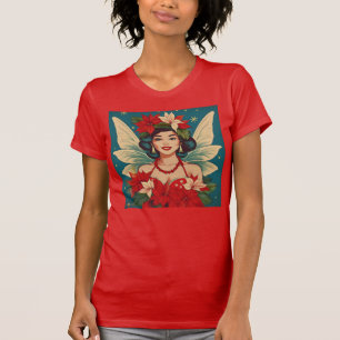 Camiseta Rainha da Beleza Pin-Up de Natal Tropical dos Anos
