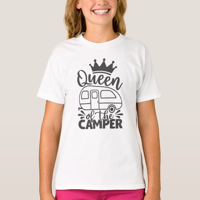Camiseta Rainha Da Campanha Engraçado Acampamento, Dizendo (Frente)