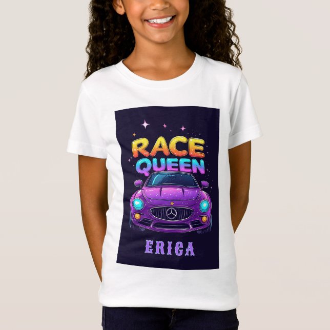 Camiseta Rainha da Corrida Carro Roxo Garotas Estilo Neon � (Frente)