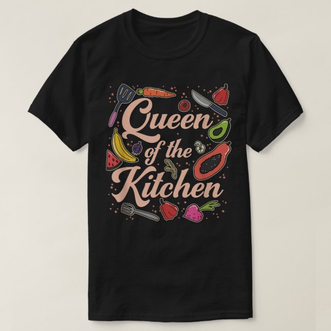 Camiseta Rainha Da Cozinha, Cozinhar, Mulheres, Engraçadas, (Frente do Design)