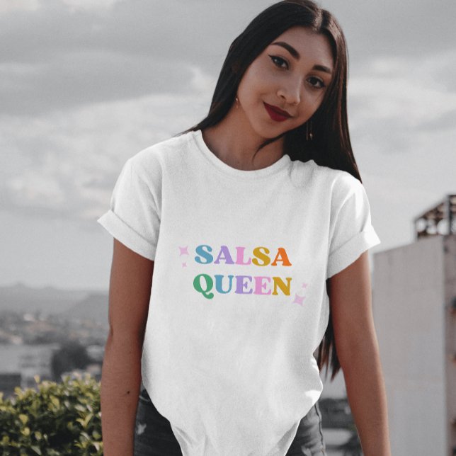 Camiseta rainha da dança salsa latin simples branco moderno (Criador carregado)