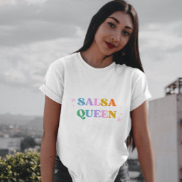 Camiseta rainha da dança salsa latina moderna simples branc
