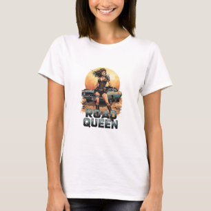Camiseta Rainha da Estrada – Guerreira Pin-Up Pós-Apocalípt