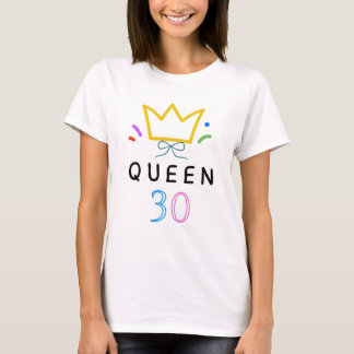 Camiseta Rainha de 30 Anos Minimalista Arte de Linha