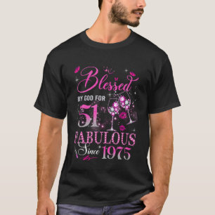 Camiseta Rainha de 51 Anos de Idade Abençoada por Deus 51 F