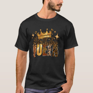 Camiseta Rainha de Aniversário Coroa Leopardo Guepardo Gira