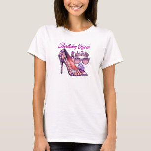 Camiseta Rainha de aniversário do salto alto de diamante br