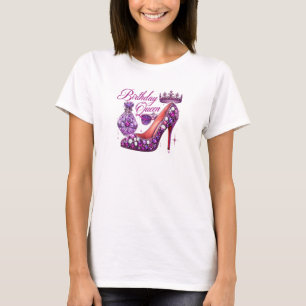 Camiseta Rainha de aniversário do salto alto de diamante br