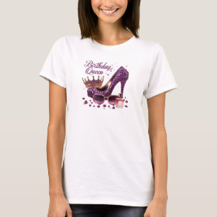 Camiseta Rainha de aniversário do salto alto de diamante br