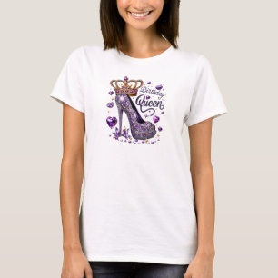 Camiseta Rainha de aniversário do salto alto de diamante ro