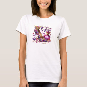 Camiseta Rainha de aniversário do salto alto de diamante ro
