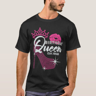 Camiseta Rainha de Aniversário Est 1958 Cute Pink Salto Ani