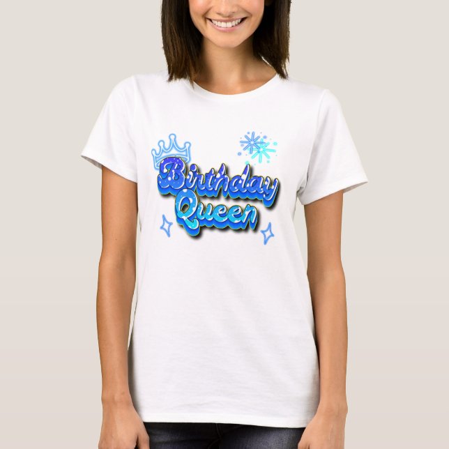 Camiseta Rainha de Aniversário Gradiente Azul Grafite dos A (Frente)