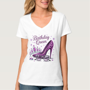 Camiseta Rainha de aniversário roxa