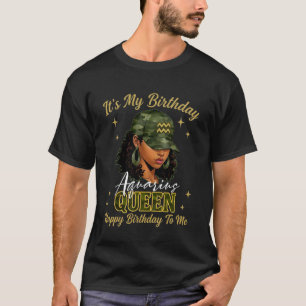 Camiseta Rainha de Aquário Mulher Negra com Camuflagem de B