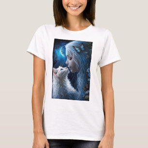Camiseta Rainha de Camisa-T da Mulher com Gato