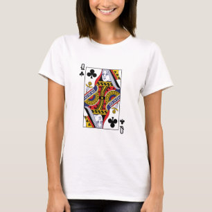 Camiseta Rainha de Clubs Poker Jogando Cartaz Casino