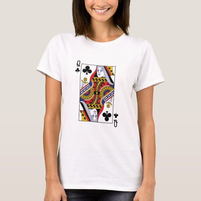 Camiseta Rainha de Clubs Poker Jogando Cartaz Casino (Frente)
