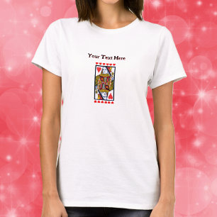 Camiseta Rainha de Coração Chique Cartas de Baralho Fileira