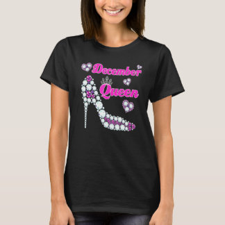Camiseta Rainha de Dezembro Feliz Aniversário Salto Alto Na