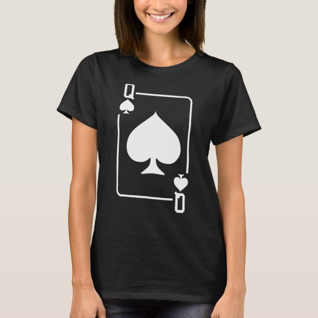 Camiseta Rainha De Espadas Jogando Cartões De Halloween, Da (Frente)