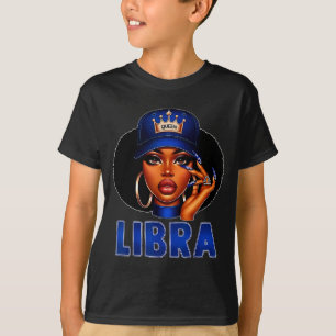 Camiseta Rainha de Libra Mulher Negra Com Coroa Afro Garota