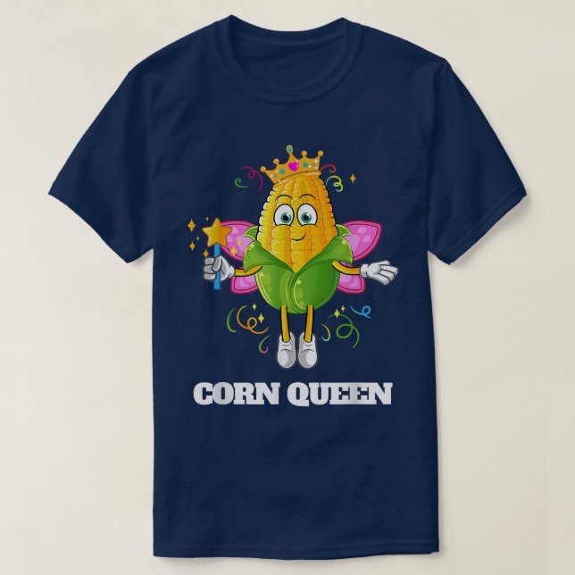 Camiseta Rainha de Milho Fada com Asas e Milho-Pau no Cob (Frente do Design)