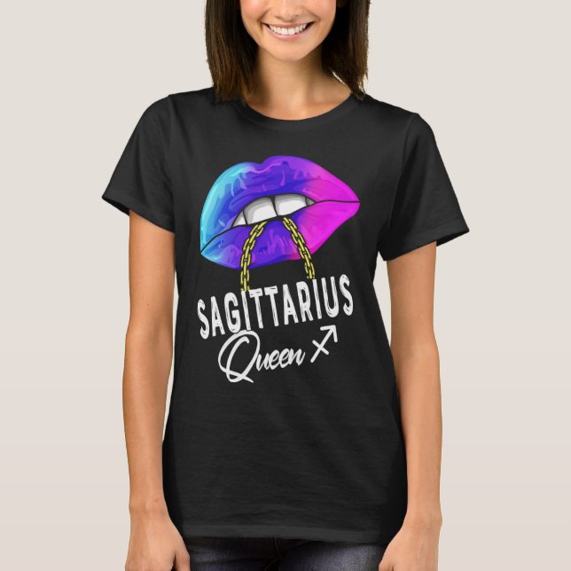 Camiseta Rainha de novembro D, Sagitariana Azul Roxo Gradua (Frente)